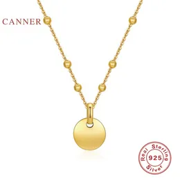 Canner Real 925 Sterling Silver Necklace för kvinnor Enkel rund pärla Clavicle Smycken Hängsmycke Kedja 18K Bijoux Collar Joyero Q0531