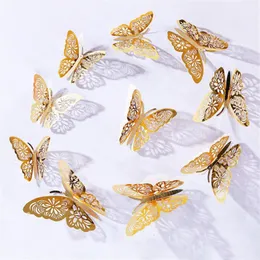 Bag Parts & Accessories 3D Simulation Butterfly Wall Stickers Hollow Out Decoration For Xmas Tree Birthday Party Wedding Ornament Decals