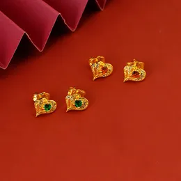 Małe kolczyki stadniny w kształcie serca dla dziewczynki dzieci 18k żółty złoty wypełniony ładny prezent urodzinowy