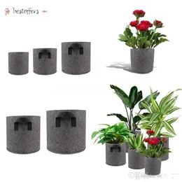 1/2/3/5/7/10 Gallon Plant Grow Bags Non-Woven Aeration Fabric Pots Pouch Root Container Breathable Degradable Self-Absorbent Pots BJ29