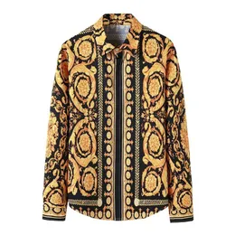 Homens Casuais Camisas Luxo Royal Camisa Homens 2021 Brand Manga Longa Mens Vestido Barroco Floral Print Festa Formal Camisas Hombre