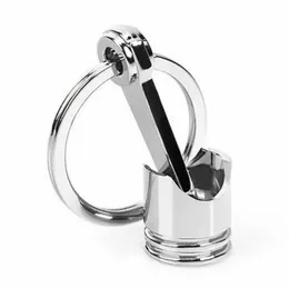 Creativity Car Engine Piston Style Silver Keychain Polished Chrome Creative Car Accessories Model Hot