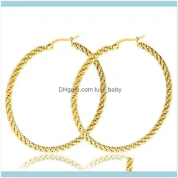 Jewelrymxgxfam Titanium Steel Rope Circle Hoop Earrings Jewelry For Women Fashion 3 Size Choices 4 Gold Color & Hie Drop Delivery 20
