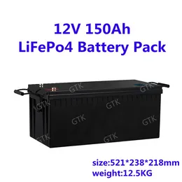 بطاريات قابلة للشحن LifePo4 12V 150Ah عالية السعة مع BMS للدراجات دراجة دراجة نارية رافعة شوكية + شاحن