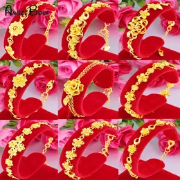 Vietnam Fashion Flower Alluvial Charm for Women Brass 24k Gold Jewelry Women'S Bracelet Accessories