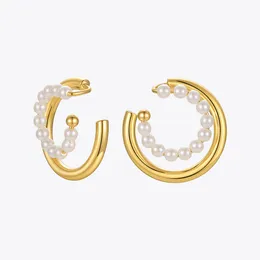ENFASHION Cute Pearl Ear Cuff Clip Birthday Gift 2021 Earings Fashion Jewelry Boucle Oreille Femme Earrings For Women E211276