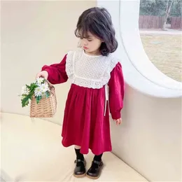 Spring Arrival Girls Długi rękaw Princess Dress Kids Koreański Design Odzież 210528
