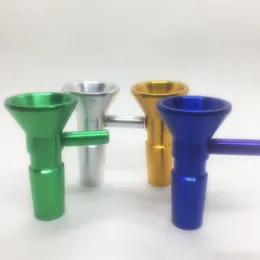 다채로운 흡연 교체 가능한 핸들 알루미늄 14mm 남성 관절 그릇 필터 마른 허브 담배 오일 장비 가발에 대 한 휴대용 가발 wag glass bongs 실리콘 물 담뱃대 아래 줄기