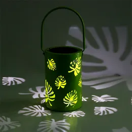 Solar Lawn Light Garden Dekorationer Utomhus Vattentät Courtyard Hollow Leaf Iron Lantern Dekorativa Ljus