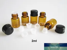 50PCS 1ML 2ML 2ML 3ML 5 ملليلتر زجاجة الزجاج العنبر مع غطاء من البلاستيك الأسود الداخلية، صغيرة براون رقيقة زجاج زجاج قوارير الضروري النفط