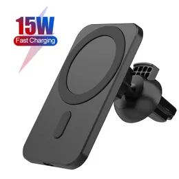 Carregador de carro sem fio magnético HaloLock de 15W para iPhone 11 12 Pro Max Magsafing Carregamento rápido Carregador sem fio Suporte para telefone de carro para Xiaomi Samsung S10