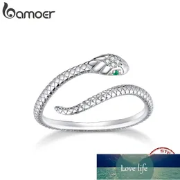 Bamoer Sterling Silver Platinum Plated Regulowany Pierścień Zielony Cyrkon Retro Textury Moda Biżuteria SCR666 Cena fabryczna Ekspert Projekt Quality Najnowsze