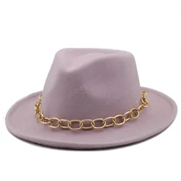 Fedora Hat For Women Men Fedoras Bulk Men's Women's Felt Hats with Chain Woman Man Panama Cap Female Male Vintage Jazz Top Caps Spring Fall Winter