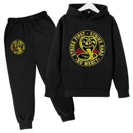 Calças Terno Cobra Cobra Kai 2 Peças De Conjuntos Pulôver Hoodie Outono Sportwear Tracksuit Vestido Terno Menina Suéter + Calças De Conjuntos De Terno