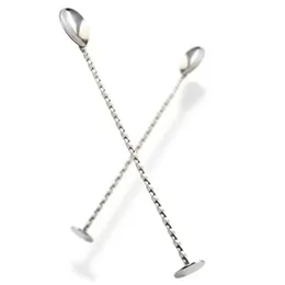 Rostfritt stål Bartender Cocktail Drink Mixer Bar Puddler Lång Is Stirring Spoon Ladle Stirrer Margarita DIY Tool