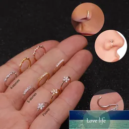 Chissen 1 PC Nos Piercing Body Biżuteria CZ Nose Hoop Nozdryl Nos Pierścień Mały Kwiat Helix Chartilage Tragus Ring