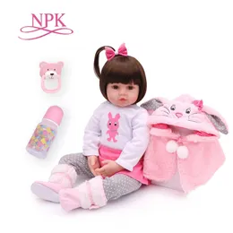 NPK 47cm Silicone Reborn Super Baby LifeLike Toddler Baby Bonecas Kid Doll Bebes Reborn Brinquedos Reborn Leksaker för Barngåvor Q0910