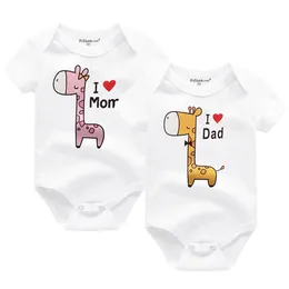 Clothing Sets 2021 Fashion Tiny Cottons Baby Gilrs Bodysuits I Love Mom&i Dad Printed Short Sleeves Born Girls Clothes