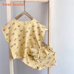 Bear Leader Kids Girls Fashion Summer Clothes Sets Casual Girl Baby Cherry Print T-Shirt Shorts Abiti Abbigliamento per bambini 1-6Y 210708