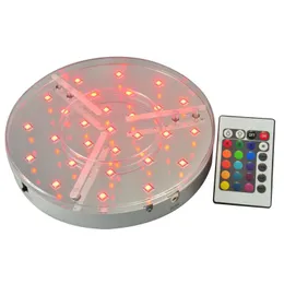 Strings 10pieces lot 8inch LED Wedding Centerpiece Light Base 20CM Diameter 3.5CM Tall With Remote Controller For Vase Shisha Hookah