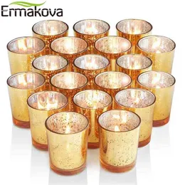 ERMAKOVA 6/12 Pcs Votive Candle Holder Glass Tealight Candle Holder for Wedding Parties el Cafe Bar Home Decoration 210722