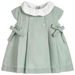 Designer född baby boutique klänning tjejer spansk stil frocks spädbarn födelsedag dop bomull toddler tjej spanien tunika 210615