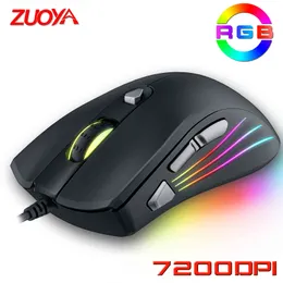 Original com fio Profissão Gaming Mouse Mice 3600 / 7200dpi RGB Retroiluminado LED Sensor óptico 7 Botão Laptop Computer PC Gamer