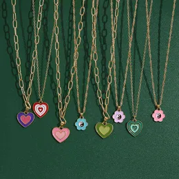 17KM Vintage Colorful Multilayered Heart Necklace For Women Couples Lovers Fashion Gold Chain Necklaces Gifts Jewelry G1206