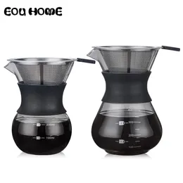 200ml/400ml Hand-brewed Coffee Pots High Borosilicate Glass Espresso Water Drip Coffee Maker Reusable Tea Filter Tool Coffeeware 210309