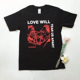 kuakuayu HJN Love Will Tear Us Apart unisex tumblr moda grunge nero tee hipsters stile punk top 210310