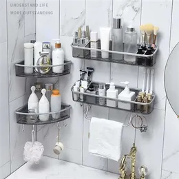 Bathroom Shelves Shower Storage Rack Holder Wall Mounted Organizer Kitchen For Washroom Toilet 211112