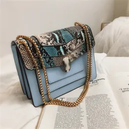 2021 fashion evening bags snake leather chain messenger bag