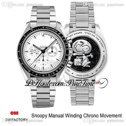 OMF Moonwatch Manual Winding Chronograph Mens Watch 42mm Black Bezel White Dial Stainless Steel Bracelet 311.32.42.30.04.003 Super Edition Watches Puretime M55c3