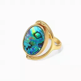 Light Luxury Niche Temperament Double-Sided Rotatable Mother-Of-Pearl Ring Female Fashion Personality Jewelry