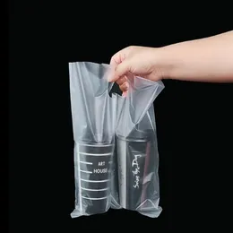 Engångs enda kopp dubbelkopp bärbar väska dryck Packaging bag juice takeaway plastpåse