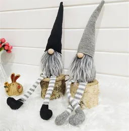 Christmas Striped Cap Faceless Doll Swedish Nordic Gnome Old Man Dolls Toy Christmas Tree Ornament Pendant Home Decoration