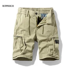 Ruppshch män sommar casual utomhus militärficka lastbyxor shorts mode twill bomull kamouflage shorts män shorts 210720