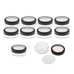 5G 10 ml Empty Plastic Clear Makeup Puff Jar Cosmetic Cream Face Powder Blusher Foundation Container Pots With Sifter Puff Black Rimmed