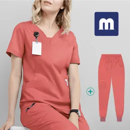 Medigo-041 Kvinnors tvådelade byxor Scrubs sjukhusuniform Arbetskläder Kvinnor Hälsoskötare Tandvårdsavdelning handtvätt dräkt läkare skönhetssalong arbetskläder skjorta