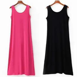 Plus Size 6XL Sexy Modal Lingerie Nightdress Women Casual Sleepwear Long Nightgown Nightie Sleeveless Summer Loose Home Dress 210924