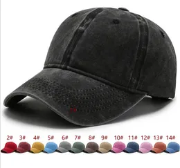 Ball Cap Vintage Trucker Style Washed Denim Bomull Justerbar Faded Snapback Hat Visor Plain Big Kids Caps 14Colors