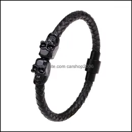 Bracelets de joalheria de charme punk skl bracelete j￳ias de j￳ias de 205 mm de couro de couro de couro de galho magn￩tico atacado1 entrega 2021 rpzcq