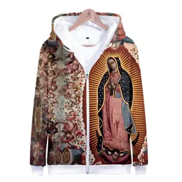 Męskie bluzy bluzy Matki Bożej Guadalupe Mereem Katolik Meksika en Kaliteli Erkekler Casual Hoodie Kazak Harajuku CEKET Elbise