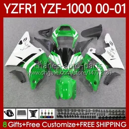 YAMAHA YZF-R1 YZF1000 YZF R 1 1000 CC 00-03 BODYS 83NO.76 YZF Yeşil Beyaz R1 1000CC 2000 2001 2002 2003 YZF-1000 YZFR1 00 01 02 03 OEM PERSF1 00 01 02 03 OEM PERSASYON KİTİ