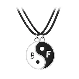 Tai chi par halsband för kvinnor män vän yin yang parade pendlar charms flätat kedja par armband halsband 1 uppsättning