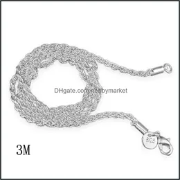 Цепи Ожерелья Подвески Ювелирные Изделия м Ввигаемая веревка для женщин Мужчины 925 Стерлинг Сервинг Choker в BK 16-30 дюймов Drop Доставка 2021 x9pvh