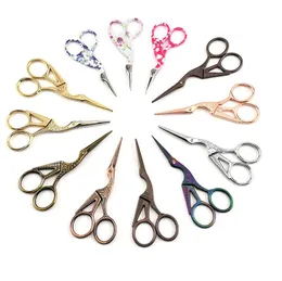 Metal Vintage Style Scissor Stainless Steel Multicolor Home Crane Scissors Fit Yarn Tea Threadhead Cross Embroidery Tool Durable ZC023