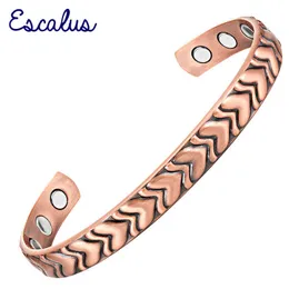 Escalus 6pcs Magnets Heart Copper-made Women Magnetic Bangle Jewelry Bio Energy Ladies Bracelet Fashion Wristband Charm Q0717