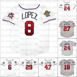 Retro Baseball 1992 1995 e 1999 Home Jersey 10 Chipper Jones 18 Klesko 24 Deion Sanders 27 Fred McGriff