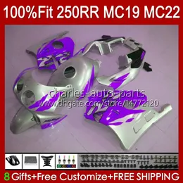 Honda CBR250RR MC19 1988-1989 CBR 250 RR CC 250R 250R RR CC 250R 250R RR 88 89 112HC.239 CBR250 RR CC 1988 1989 Bodywork CBR 250CC 88-89 OEM Fairing Kit Purple Silvery